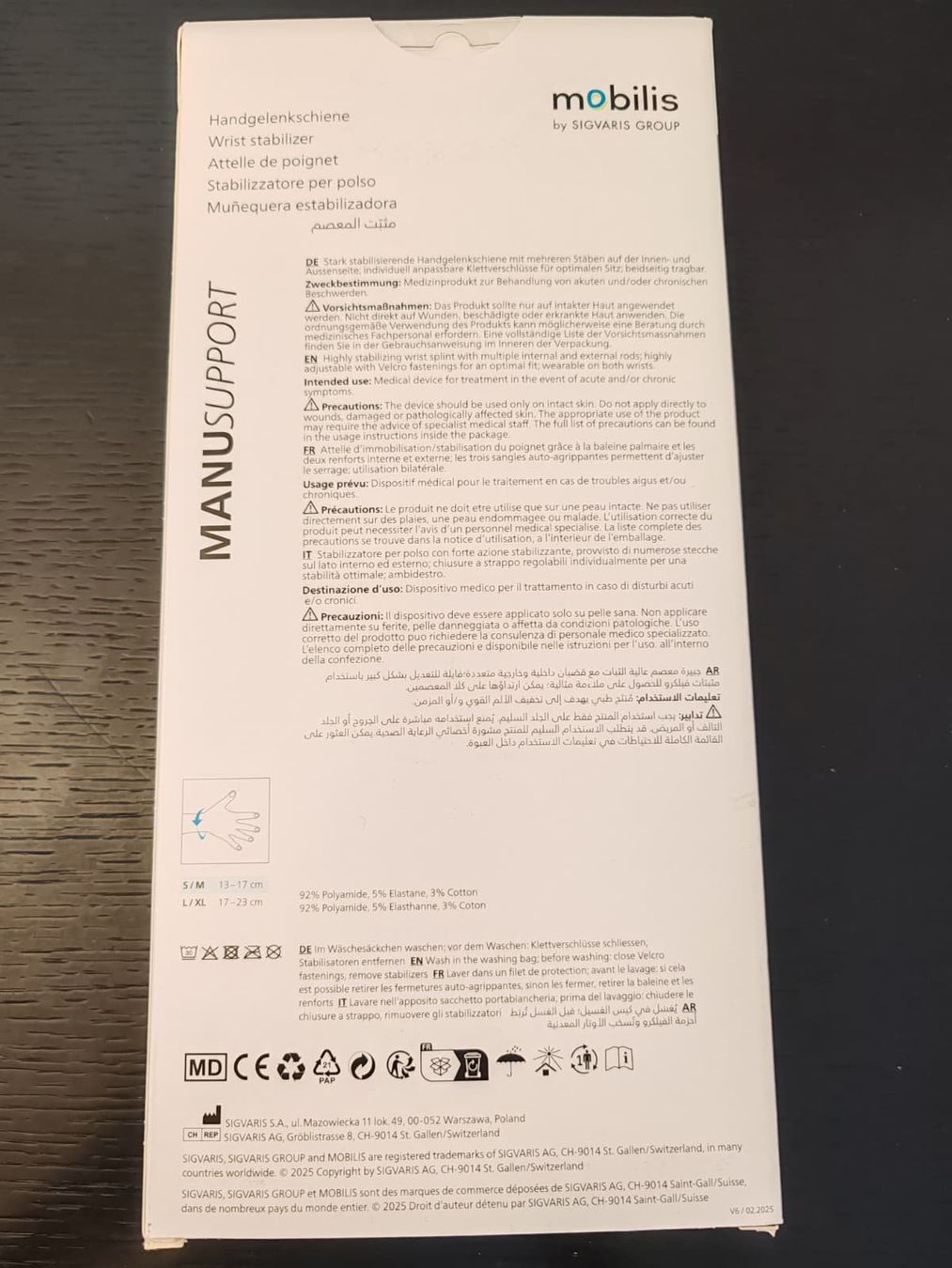 Sigvaris Attrezzature mediche: SIGVARIS ManuSupport Handgelenkbandage S/M – Nuovo e nell'imballaggio originale da Bern venduto da PrettyGood 1