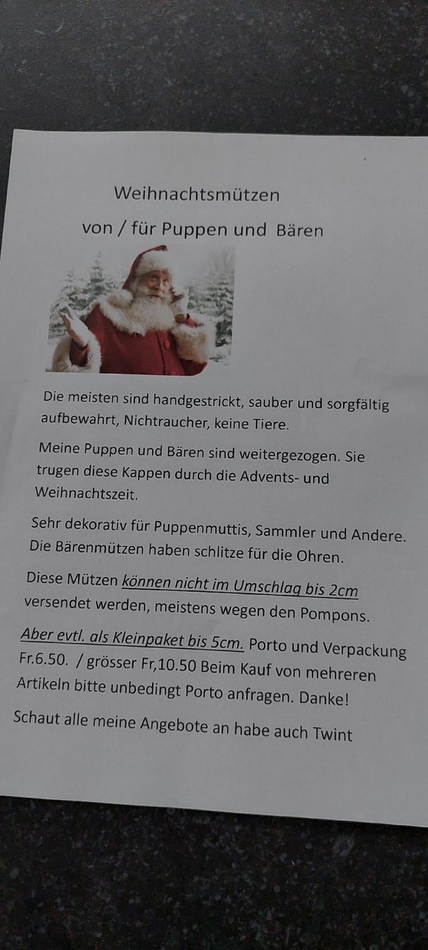 Tutte le decorazioni: Deko Weihnachts Puppenkappe  – Nuovo (secondo la descrizione) da Muri AG venduto da nindo1 1