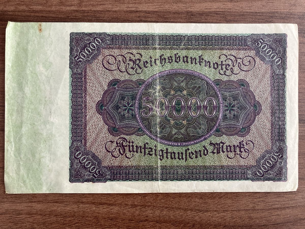 Banconote: 50000 Mark Reichsbanknote from 1922 – Usato da Wettingen venduto da BAG4478 1