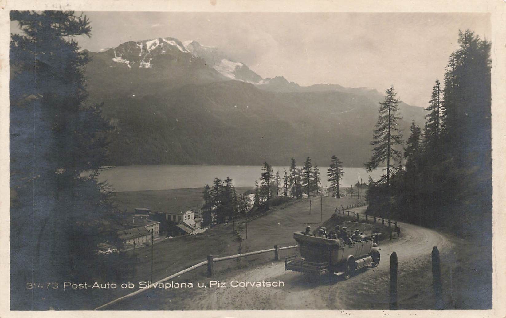 Ansichtskarten: Silvaplana GR Engadin Postauto Piz Corvatsch belebt Oldtimer – Gebraucht aus Biasca von Blenio71