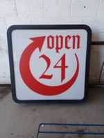 Vintage "Open 24" Leuchtreklame / Leuchtschild, Rarität!