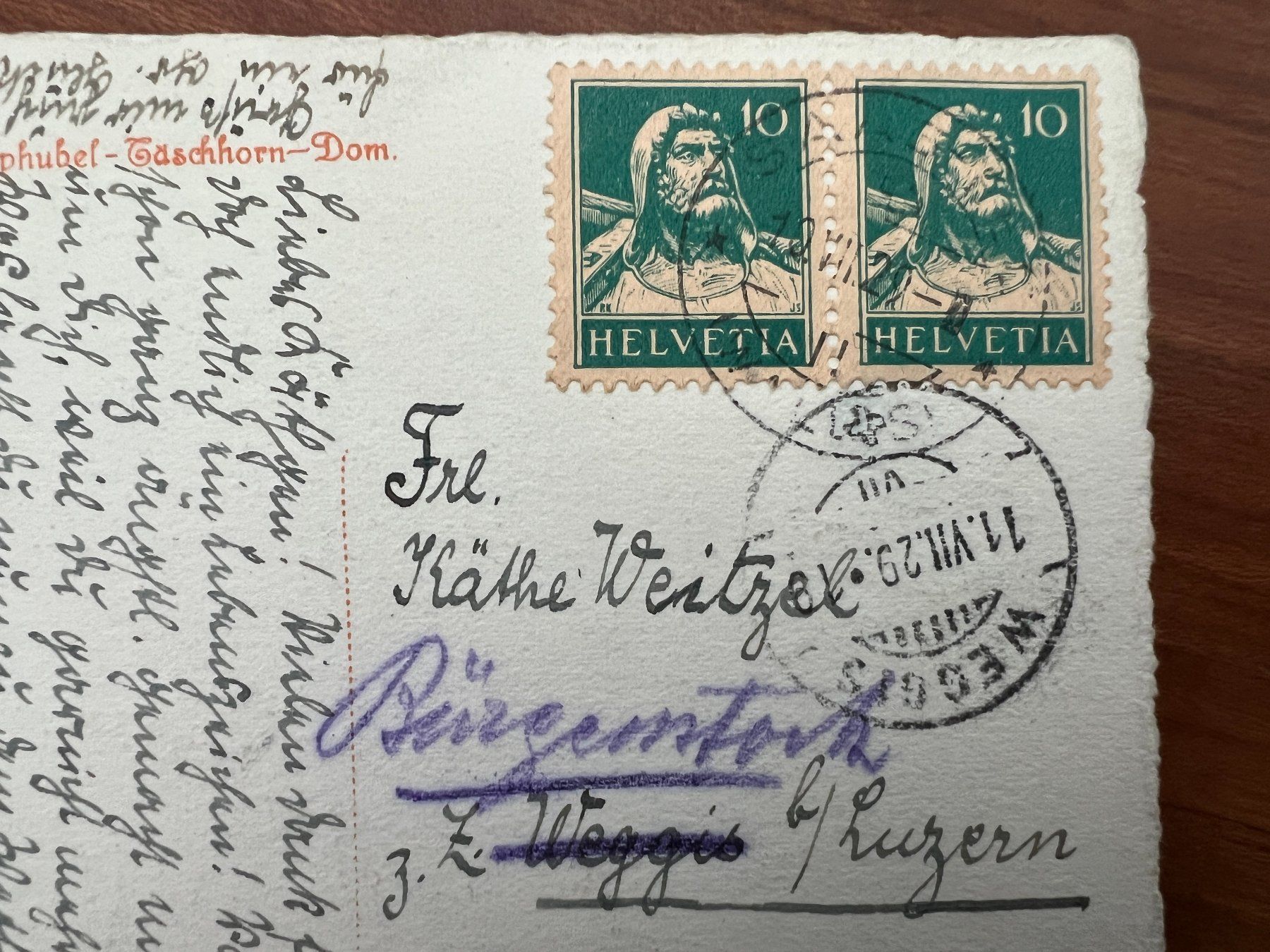 Cartoline postali: AK  1929 Saas Fee    (G2274) – Usato da Hinwil venduto da Sidi4 1