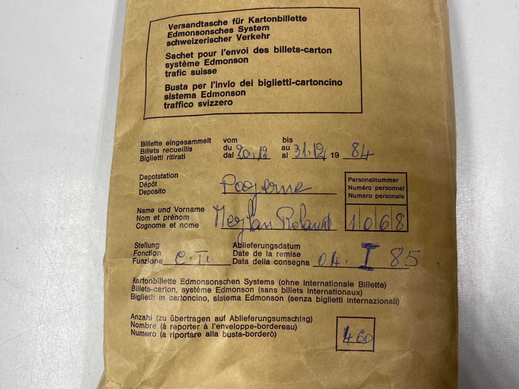 Biglietti: LOT Bahnbillette Payerne ///G895 – Usato da Bern venduto da JMsoehne1987