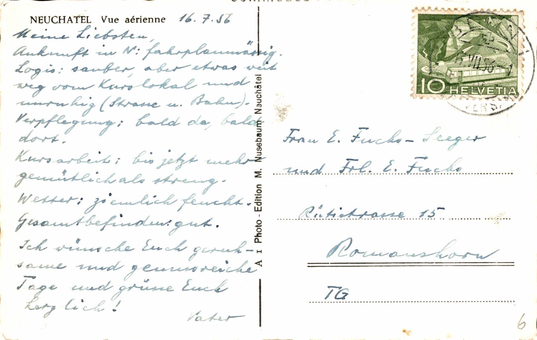 Cartoline postali: Neuchâtel - Vue aérienne – Usato da Bronschhofen venduto da Astore 1
