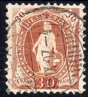 STEHENDE HELVETIA 88A 30RP  GESTEMPELT ERHALT SIEHE SCAN 30