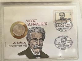 Münzbrief Albert Schweitzer 1985 neuwertig