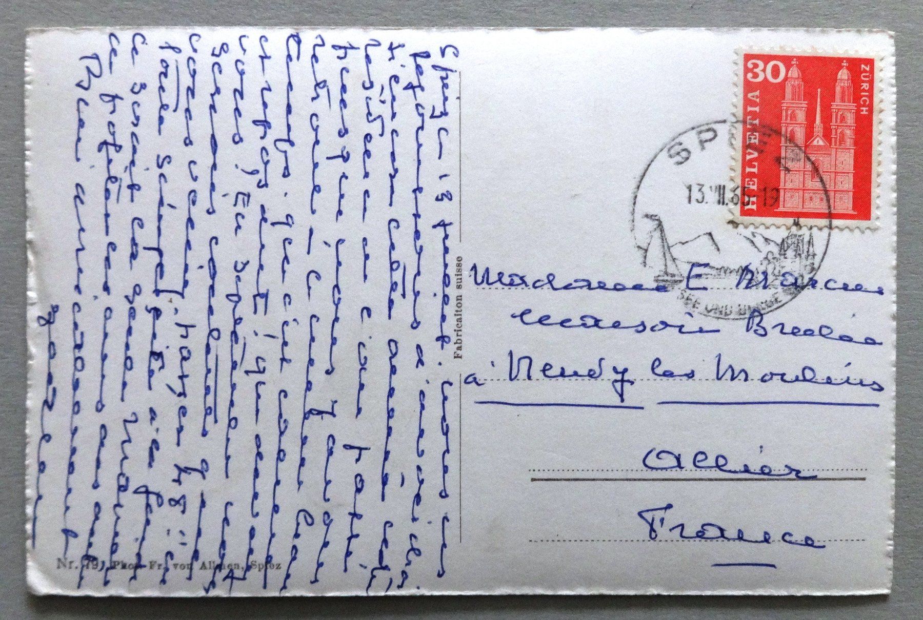 Cartoline postali: Spiez – Usato da Fétigny venduto da Billy2miny 1