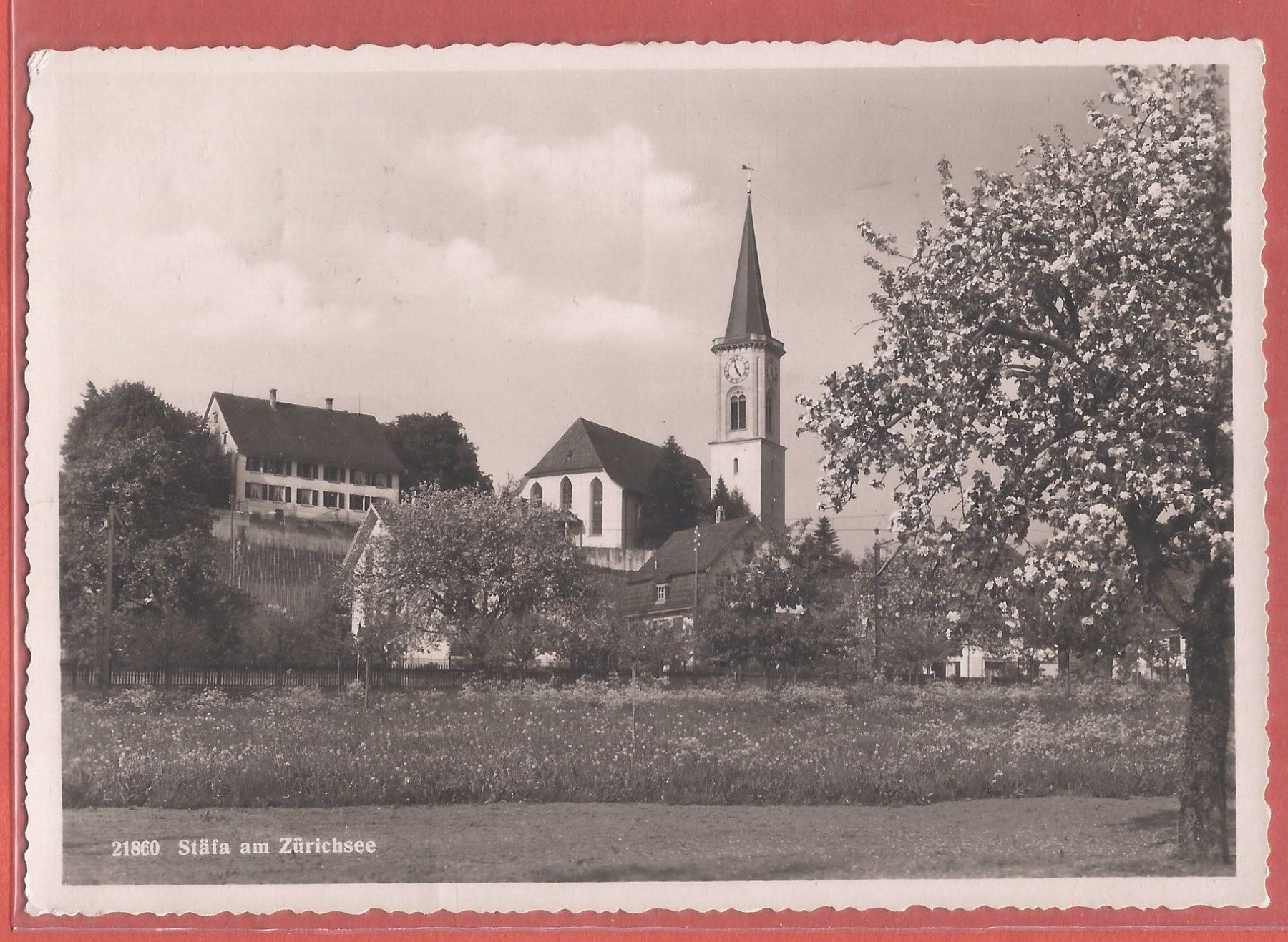 Cartoline postali: Stäfa - Kirche und Umgebung - 1943 – Usato da Fislisbach venduto da Porano