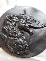 Antike gusseiserne grosse Plakette mit Jagdszene ca 1880