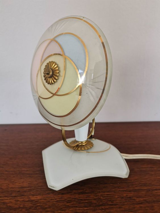 50/60er Lampe de Table Peinture Rétrécissement Rouge Bordeaux Mid
