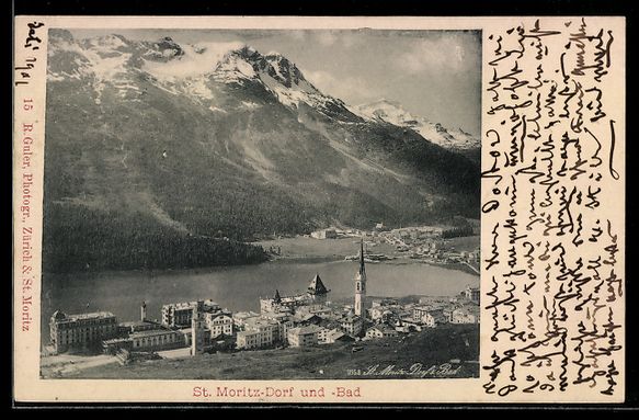 Cartoline postali: AK St. Moritz, Dorfansicht und Bad, 1901 – Usato da Berlin venduto da bartko-reher