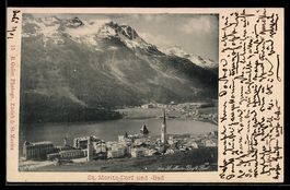 AK St. Moritz, Dorfansicht und Bad, 1901