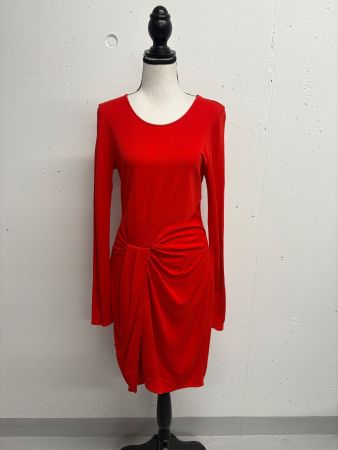 Halston Heritage Rotes Kleid mit Wickeloptik Gr. 34
