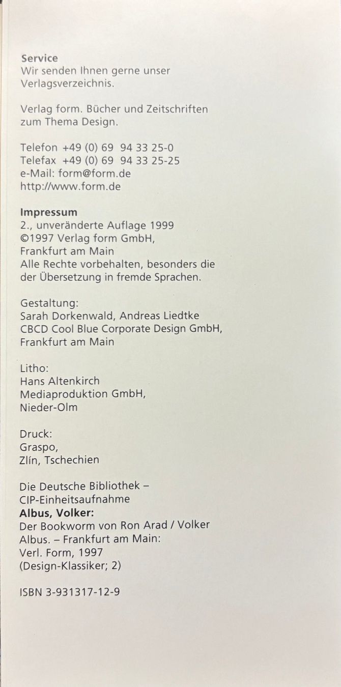 Libri: Albus Volker, Der Bookworm von Ron Arad – Nuovo (secondo la descrizione) da Sarnen venduto da Livres 2