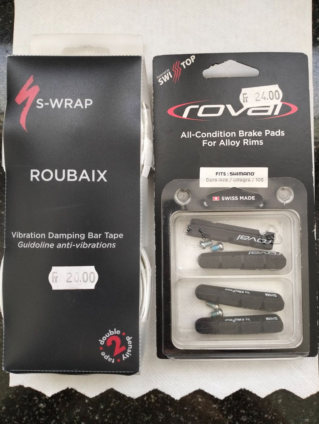 Specialized Pezzi di ricambio: Specialized Roubaix Lenkerband & Roval Brems Beläge – Nuovo e nell'imballaggio originale da Uster venduto da KarlZH