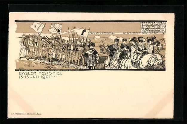 Cartoline postali: Basel, Bundesfeier 1901, Festspiel, Hero – Usato da Berlin venduto da bartko-reher