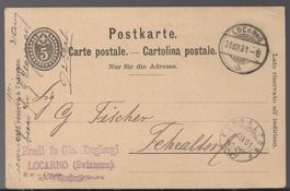 PK 5 Rp. Postkarte LOCARNO 1901    SUCHARD Zudruck