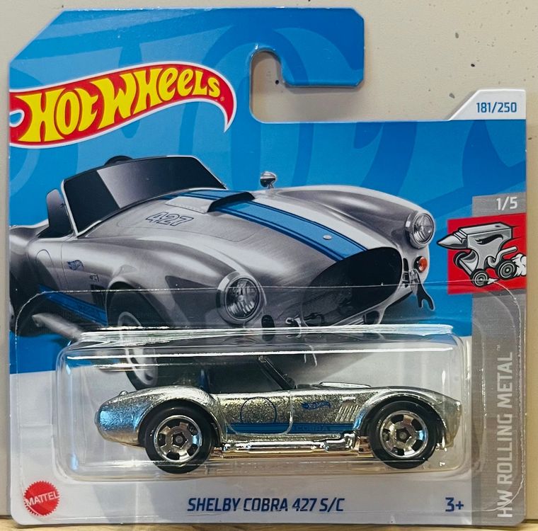 Voiture Miniature Hot Wheels Shelby Cobra 427 S/C - Bleu - Échelle 1:64 - Neuf
