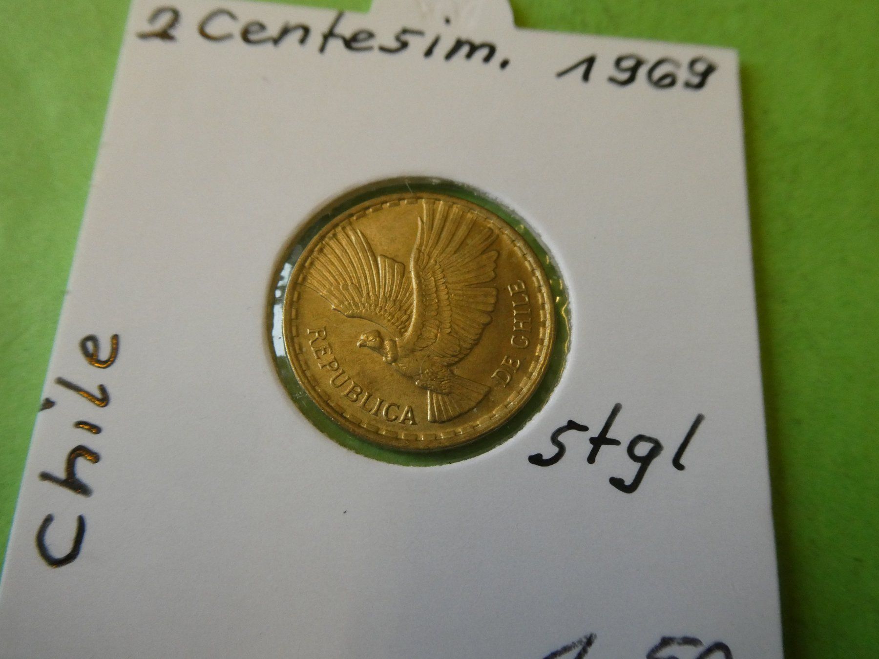 Tutti le monete: Chile 1969, 2 Centesimos   stgl – Usato da Hinterforst venduto da Rohusri