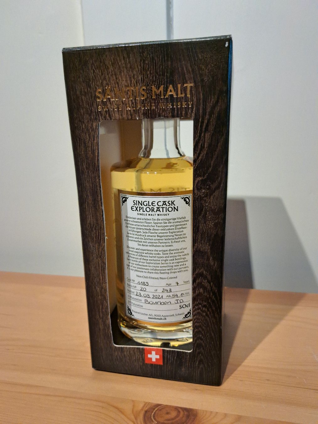 Bevande alcoliche: Santis Malt Single Cask Exploration 1189, 7 yo Bourbon – Nuovo e nell'imballaggio originale da Brittnau venduto da Prorex