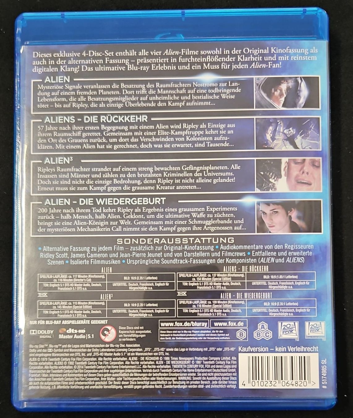 Alle DVDs: ALIEN ANTHOLOGY JUBILÄUMS-COLLECTION BLU-RAY – Gebraucht aus Zürich von  1