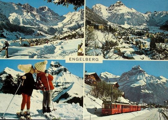 Cartoline postali: ENGELBERG Bahn - Kinder mit Ski – Usato da Jona venduto da philajona