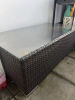 Rattan Gartentisch mit Glasplatte (110x60cm) - Sommer-Deal!
