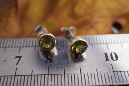 Olivin  925 Silber Ohrstecker   –Edelsteinstube Rausverkauf