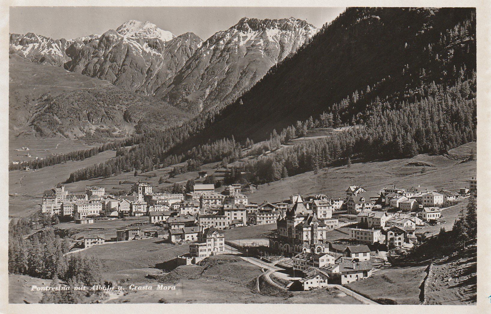 Ansichtskarten: AK - Pontresina - gel. 1945 – Gebraucht aus Fribourg von schnalla92