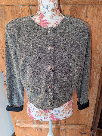 Neue H&M Bolero-Jacke Gr. L - Grau melierter Kurzblazer