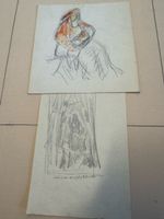 Heinrich Herzig 1887-1964 Maria auf der Flucht 2 Skizzen Liq