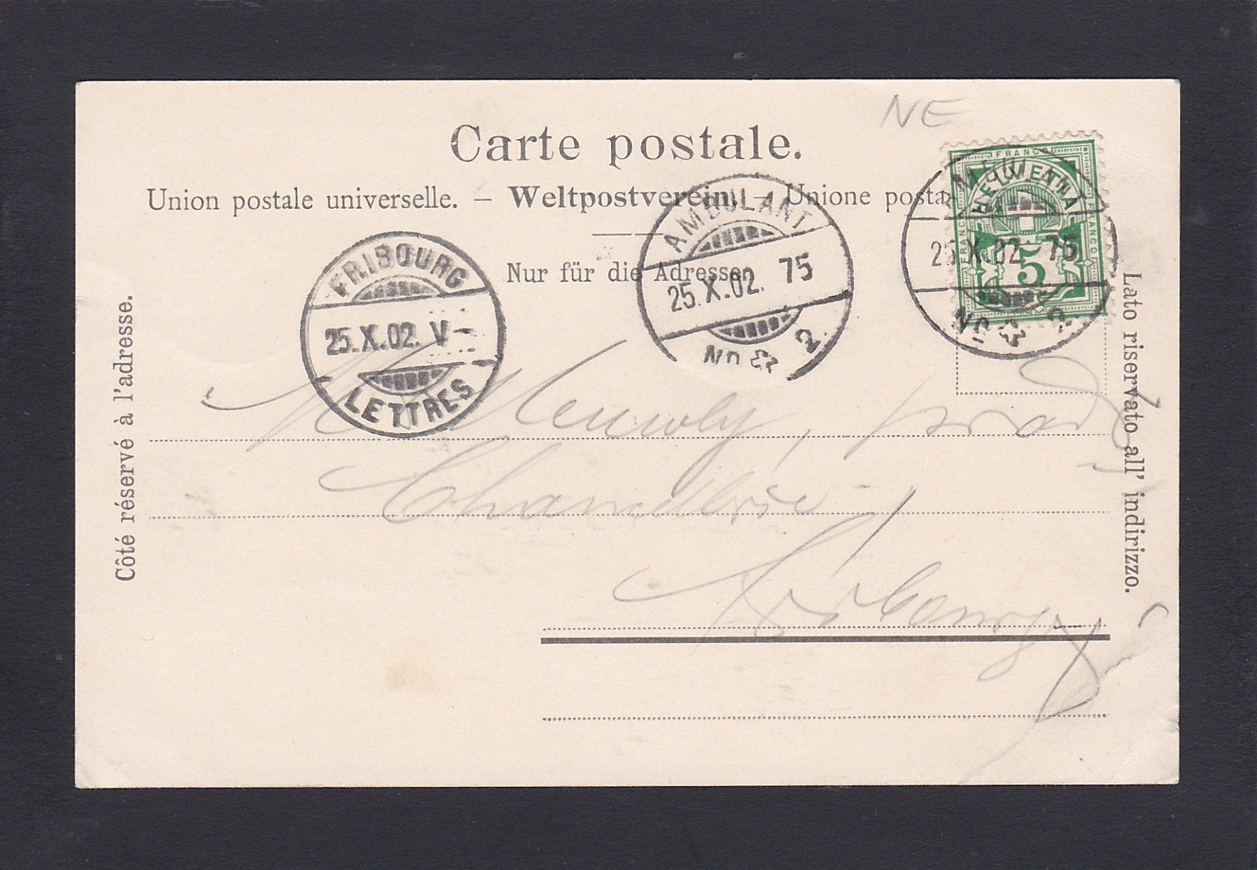 Ansichtskarten: COLOMBIER, Bahnhof, Schloss, 1902 – Gebraucht aus Reiden von cinfis 1