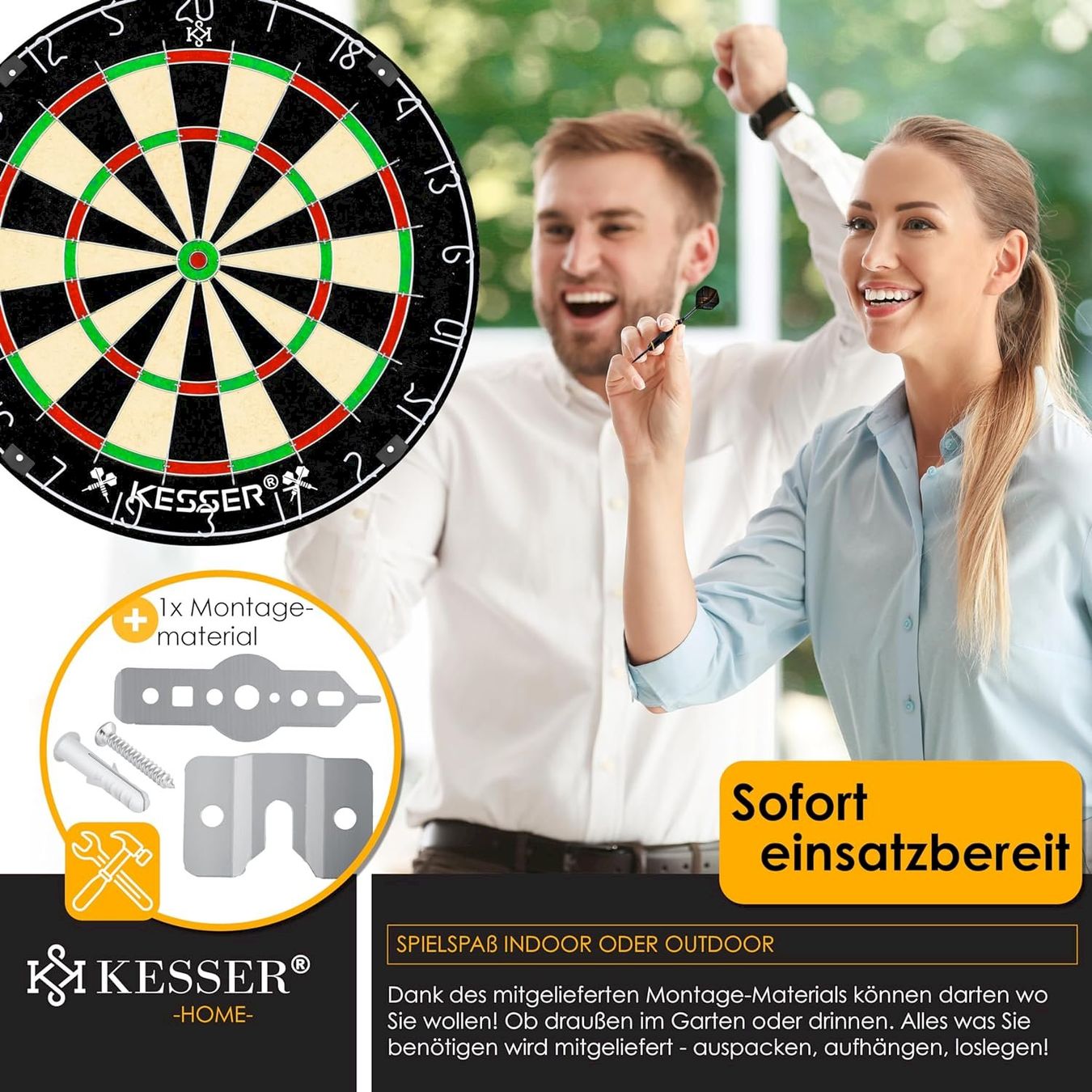 Freccette: KESSER Dartscheibe Steeldarts SET – Nuovo e nell'imballaggio originale da Bottighofen venduto da zaap 7