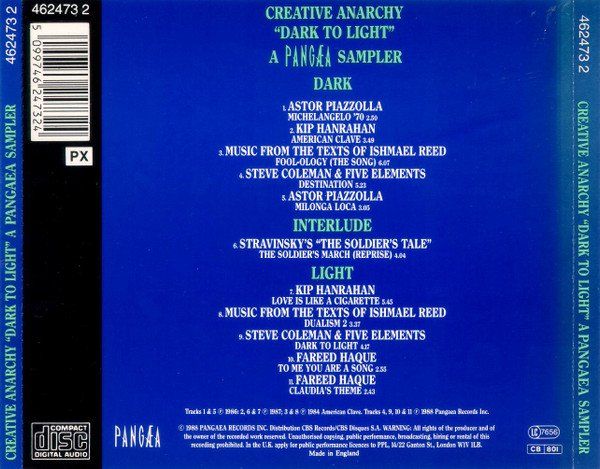 CDs: Creative Anarchy DARK TO LIGHT Kip Hanrahan Steve Coleman CD – Gebraucht aus Kandergrund von Sososo 1
