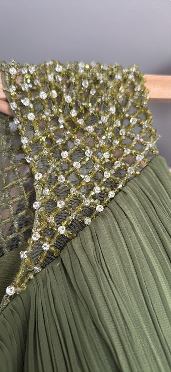 Vestiti: Robe de soirée/ cocktail couleur olive , perles – Nuovo (secondo la descrizione) da Vouvry venduto da Laurie1896 2