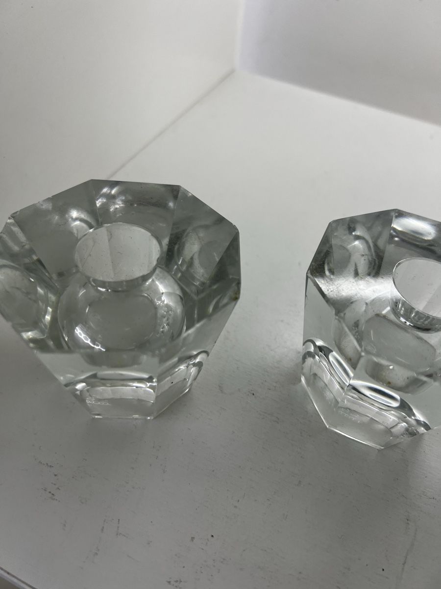 Portacandele: 3 Kerzenständer aus Glas oder Kristallglas – Usato da Wettingen venduto da NickInc 2