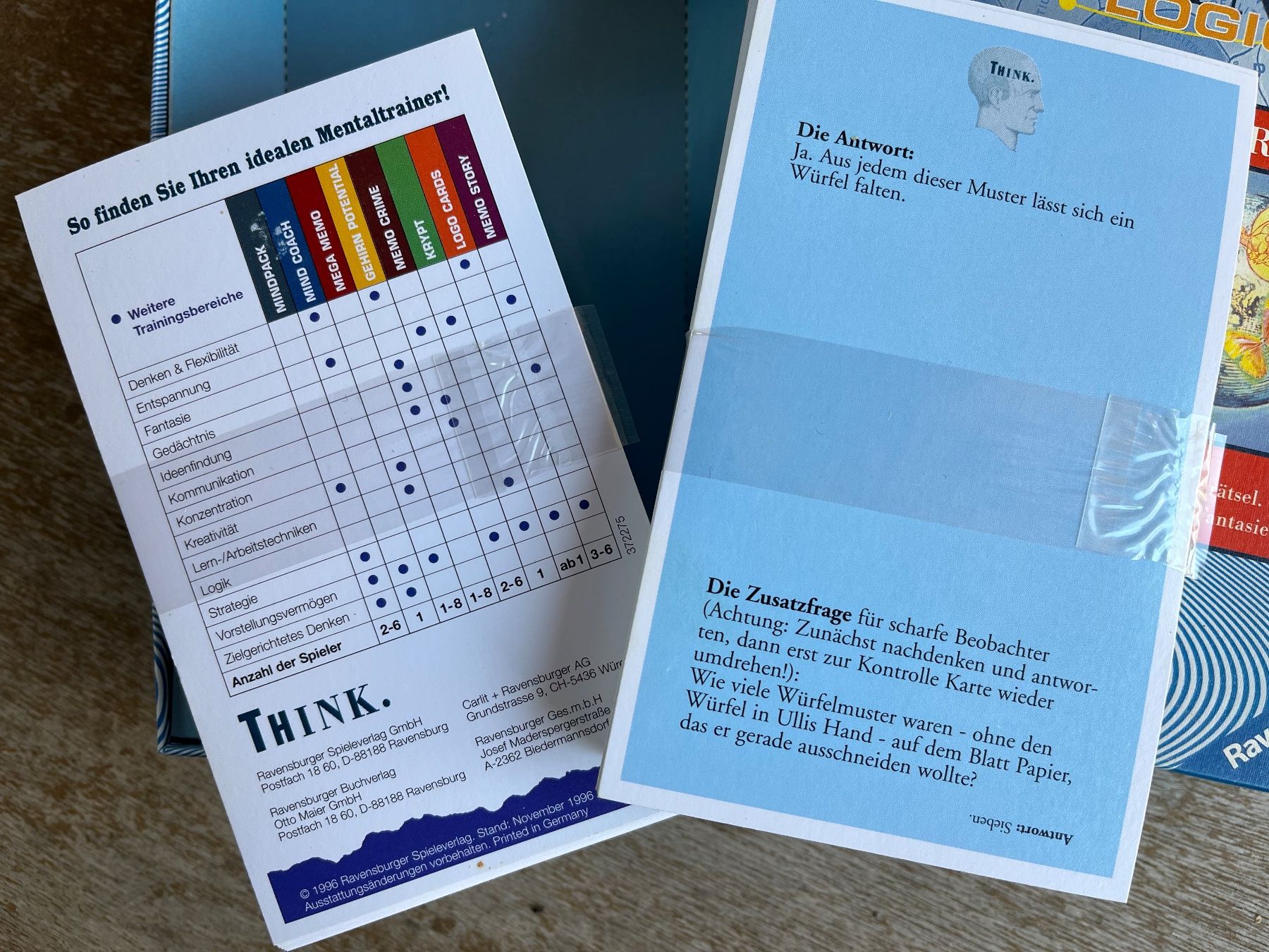 Ravensburger Spiele: Ravensburger Spiel "Think logic" – Neu (gemäss Beschreibung) aus Bauma von Budgerigar 2