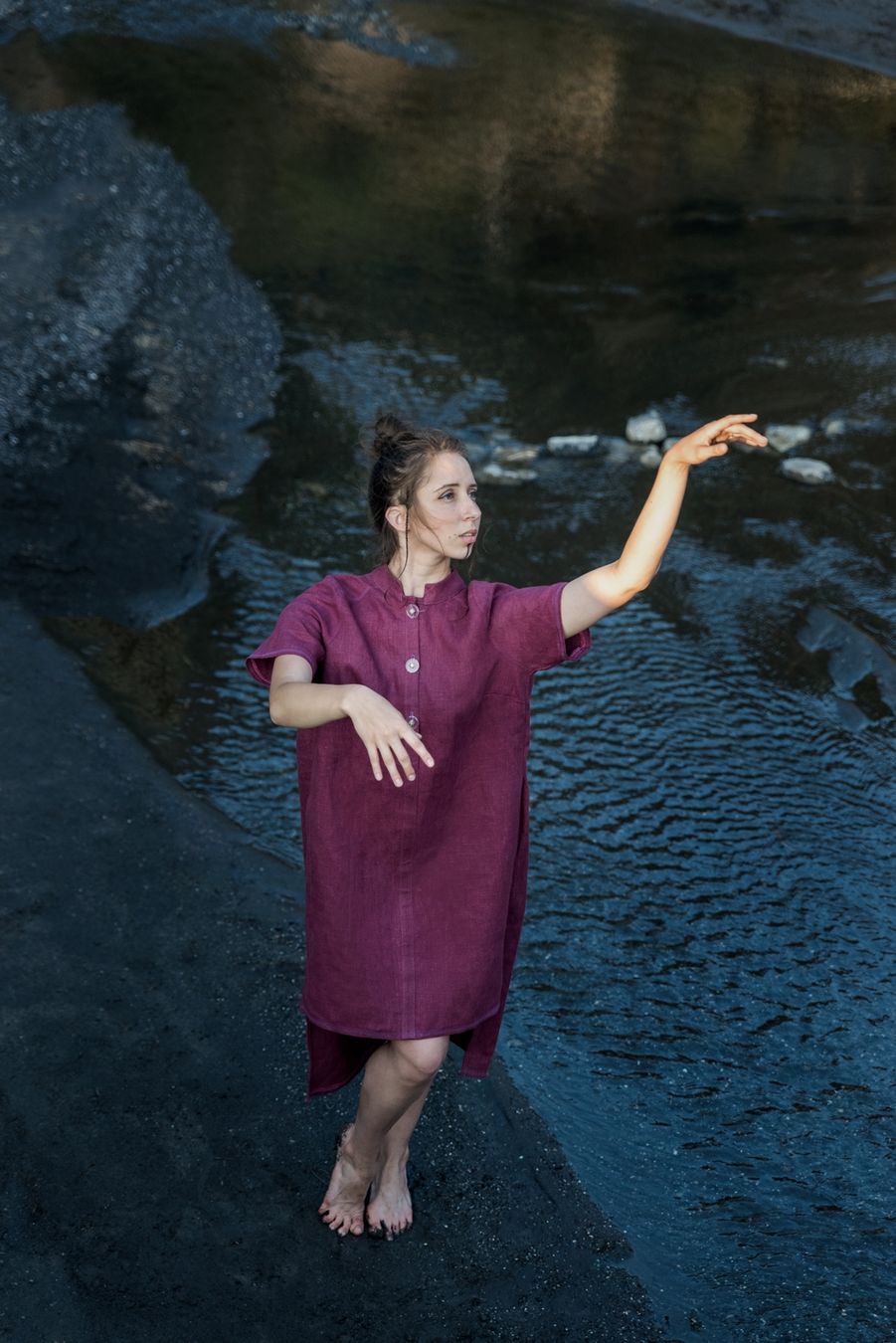 Tuniche: Neue dicke leinen Bluse/Kleid groß S/M – Nuovo e nell'imballaggio originale da Zürich venduto da joa_26k8