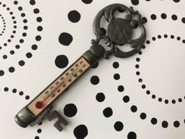 ANTIKER THERMOMETER AUS METALL, THERMOMETRE ANTIQUE !!!