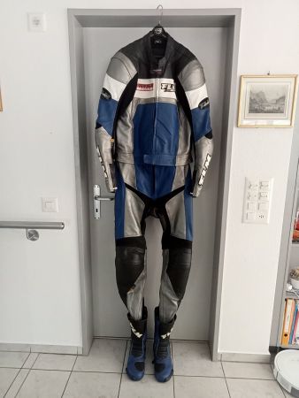 FLM Motorrad Lederkombi, Grösse 56, Blau