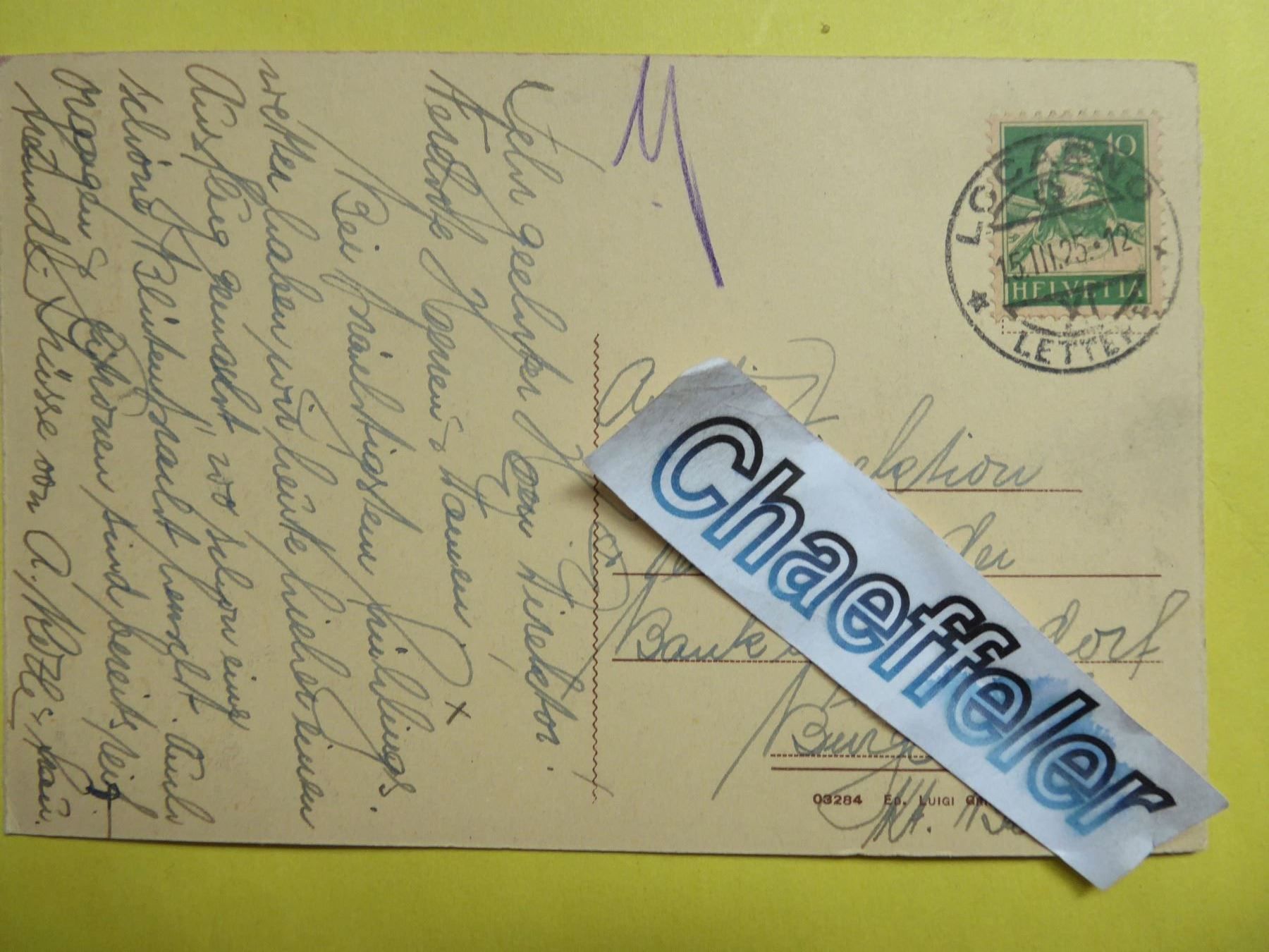 Cartoline postali: 1925  Lago Maggiore - Isla Bella – Usato da Zürich venduto da Chaeffeler 1