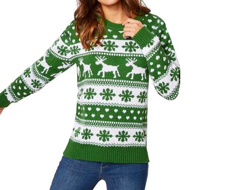 neuer Damen Weihnachtspullover Grösse XL, grün-weiß