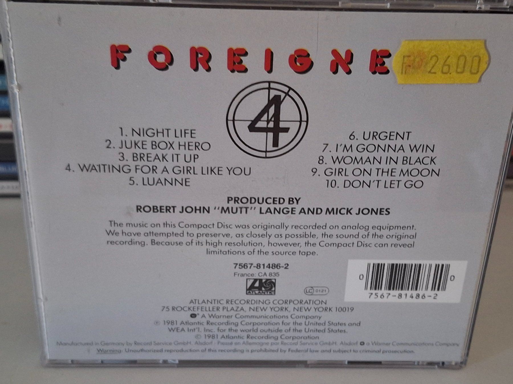 CDs: CD Foreigner  - 4 – Gebraucht aus Aarberg von Jackup1 1