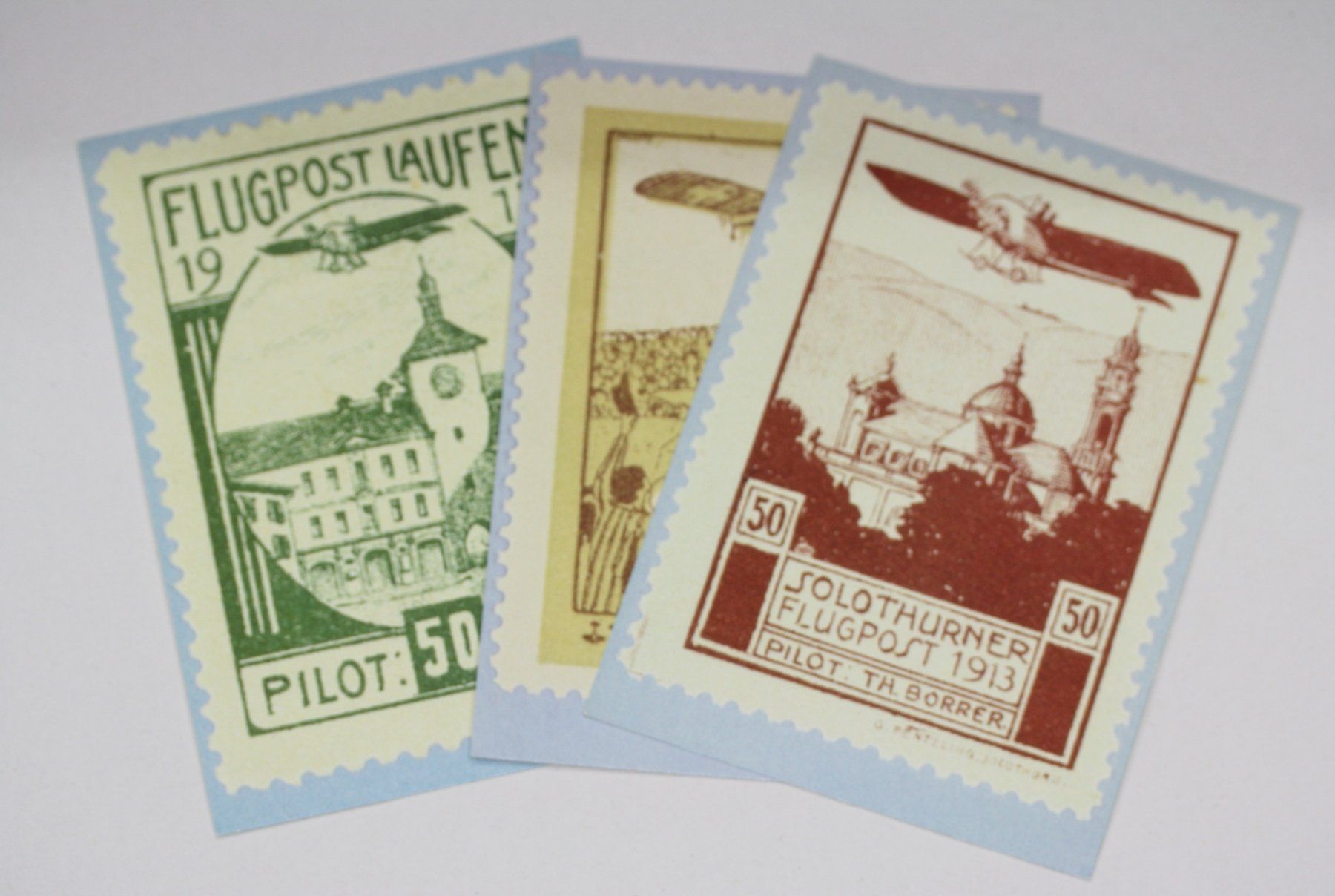 Alle Briefmarken: 9 Flugpost Postkarten – Neu (gemäss Beschreibung) aus Chur von Invinoveritas 2