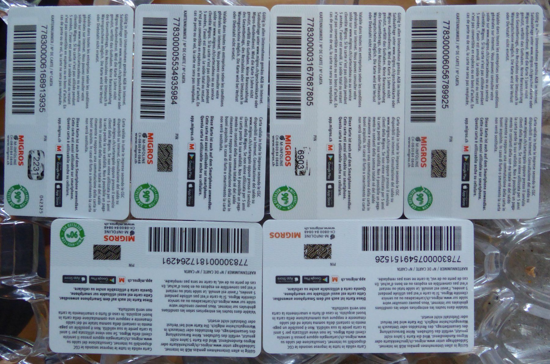 Cartoline: 6 Geschenkkarten Migros – Usato da Gossau SG venduto da oreliefredy 1