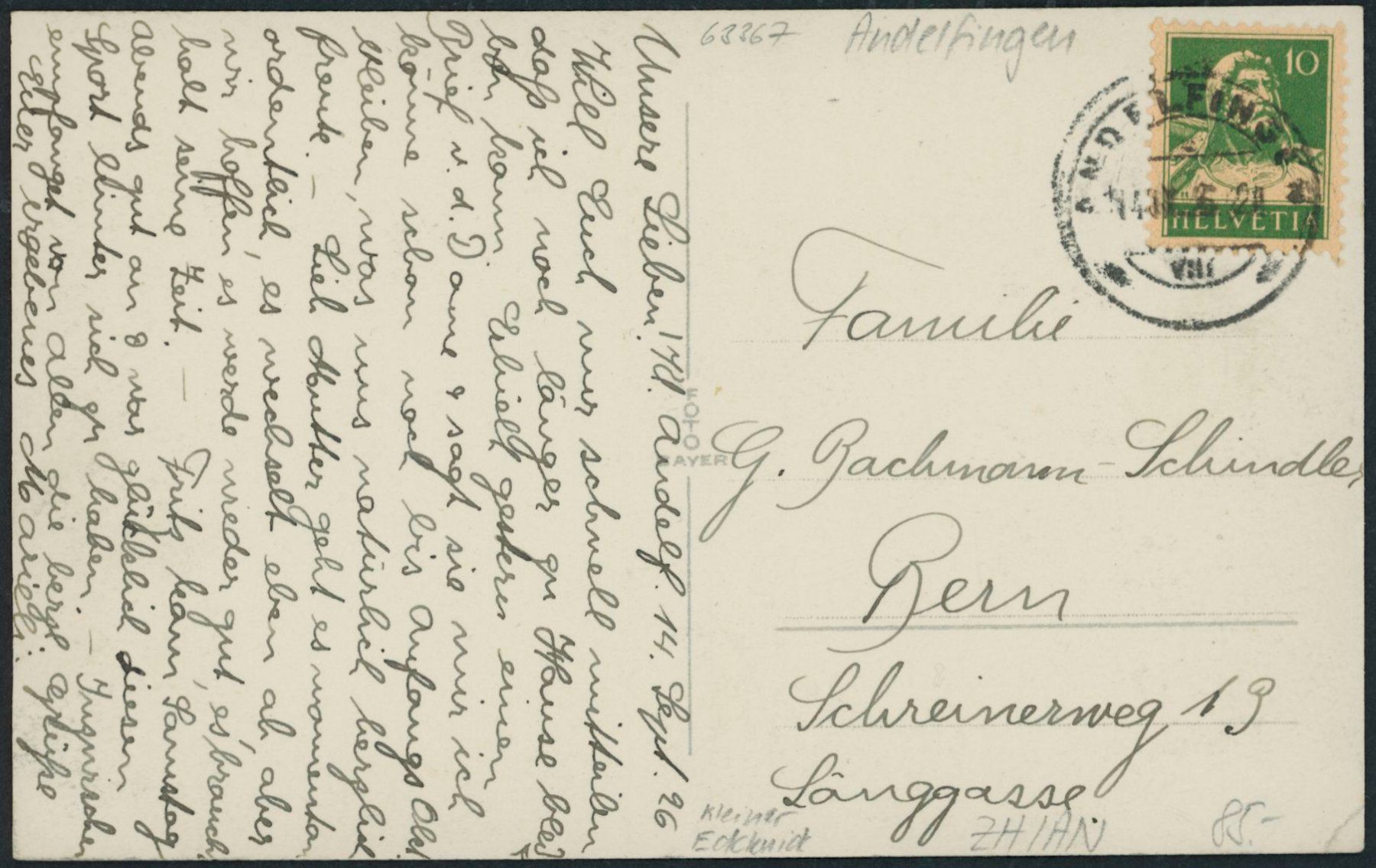 Cartes postales: ZH Andelfingen – D'occasion à Schindellegi par stationary 1