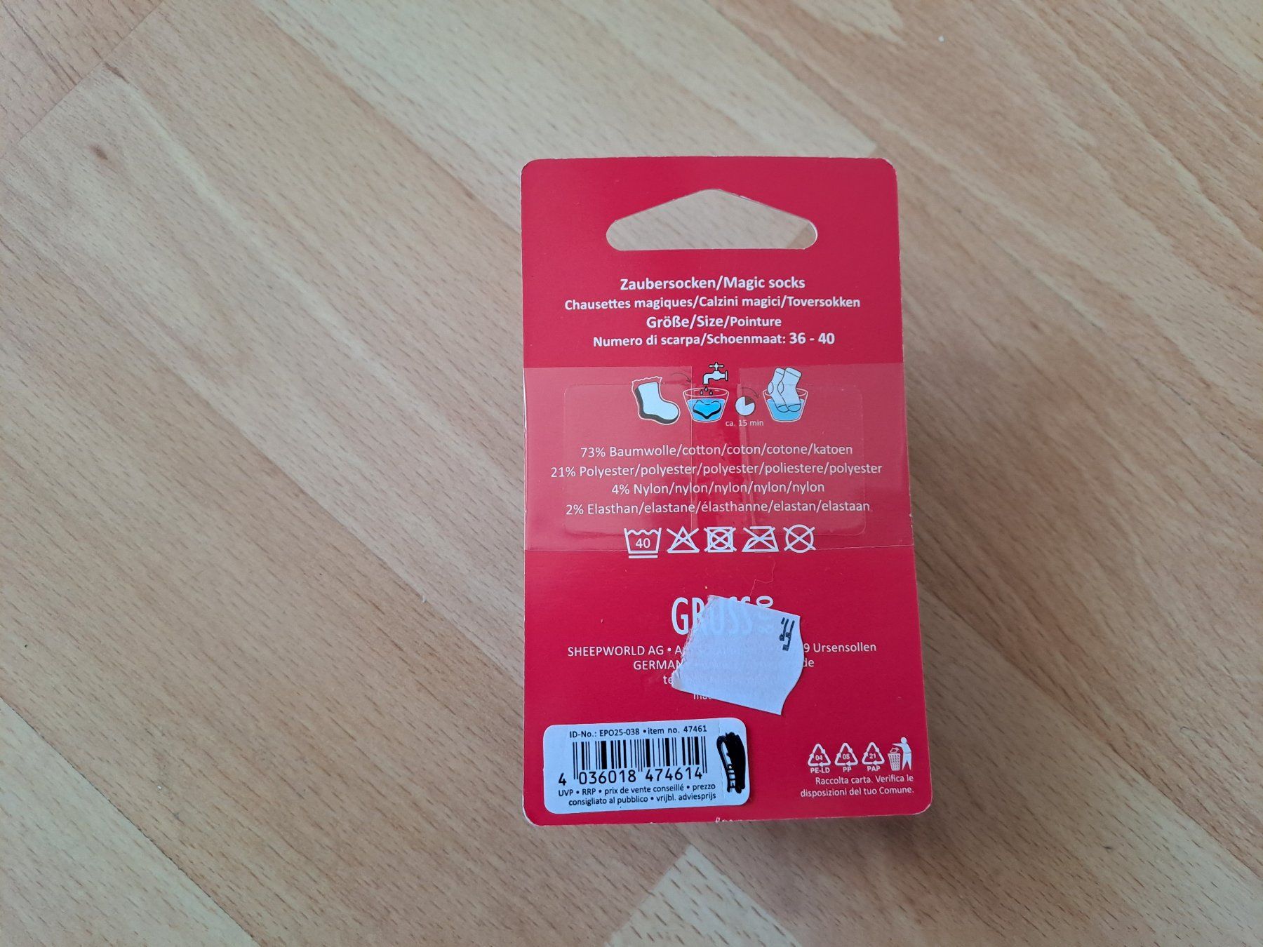Socken: Zaubersocken, 1 Paar, Grösse 36-40 – Neu und originalverpackt aus Hombrechtikon von Rada039 1