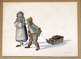 🌟 Kolor. Litho Gottfried Mind 1823 Bern Winter Schlitten 🌟