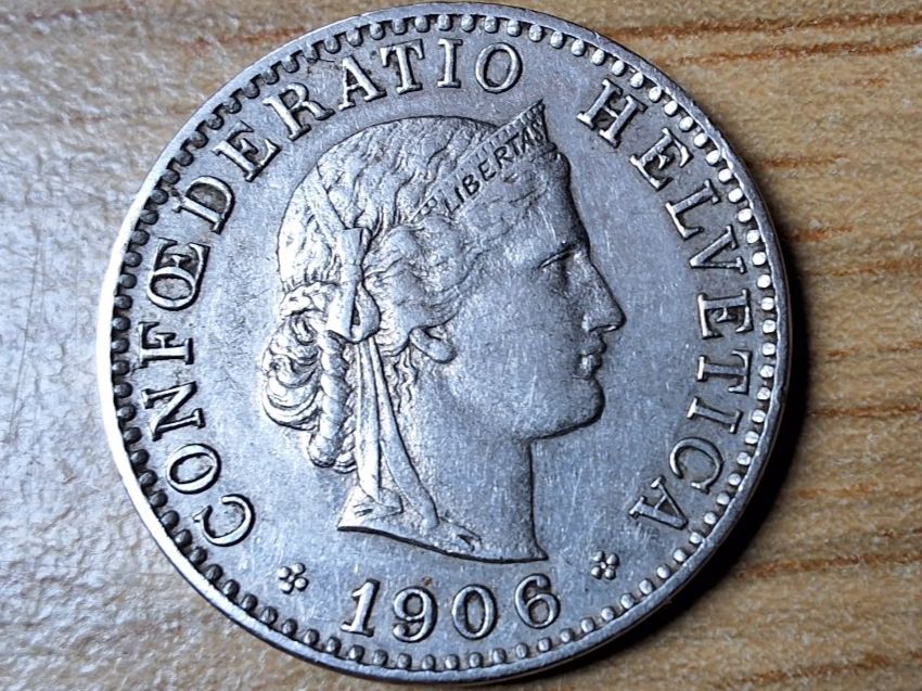 Tutti le monete: 20 Rappen 1906 - sehr schön! – Usato da Münchenstein venduto da purbach1 8