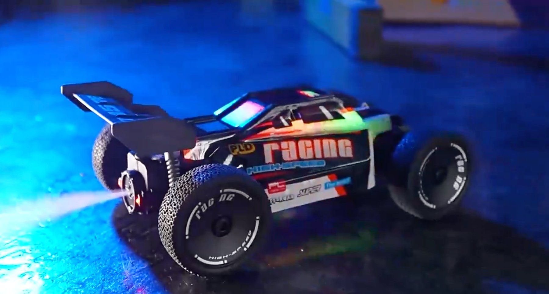 Modellismo RC: RC Auto RC Car "Racing" mit Sprühnebel-Effekt, NEU – Nuovo e nell'imballaggio originale da Baar venduto da Cooltango 2